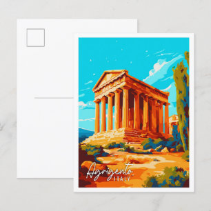 Agrigento Italien vintage Reiseillustration Postkarte