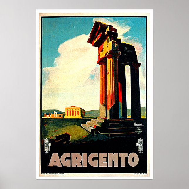 Agrigento Sicily Italien Reisen Art Poster (Vorne)