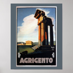 Agrigento Vintag Italienisches Reiseplakat Poster