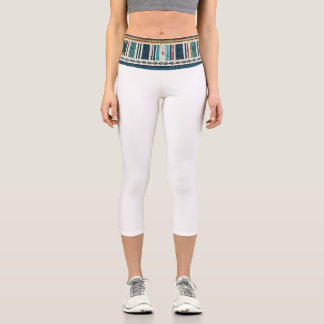 „AGUA BAND/WHITE“ HISPANIC-HERITAGE HIGH-WAIST CAPRI LEGGINGS