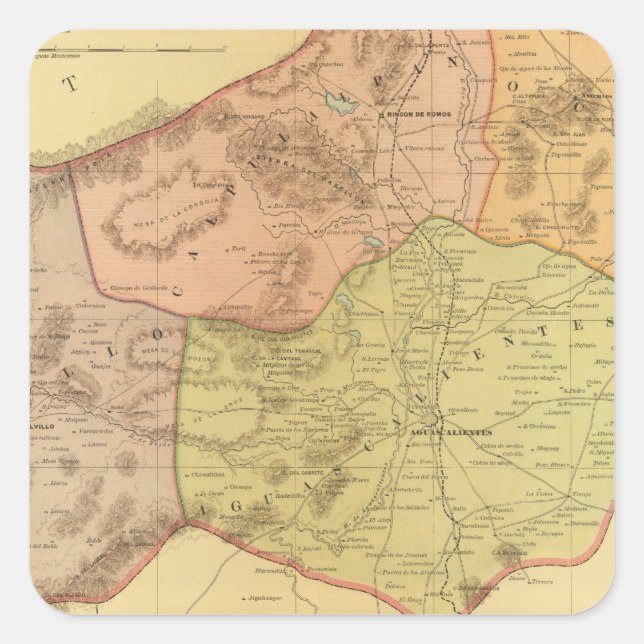 Aguascalientes Quadratischer Aufkleber (Vorderseite)