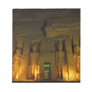 Ägypten, Abu Simbel, Beleuchtete Fassade des klein Notizblock