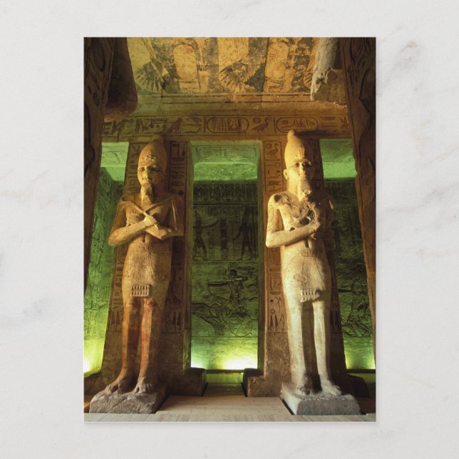 Ägypten, Abu Simbel, Statue Ramesses II, Postkarte (Vorderseite)
