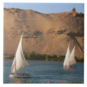 Ägypten, Assuan, Nil, Felucca-Segelschiffe, Fliese