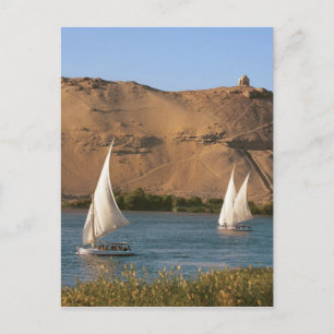 Ägypten, Assuan, Nil, Felucca-Segelschiffe, Postkarte