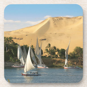 Ägypten, Assuan, Nile River, Felucca Segelboote, 2 Getränkeuntersetzer