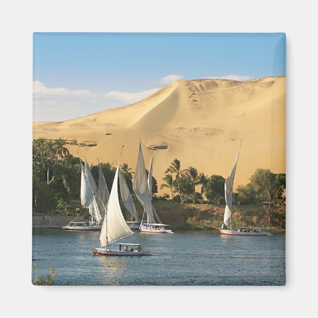 Ägypten, Assuan, Nile River, Felucca Segelboote, 2 Magnet (Vorne)