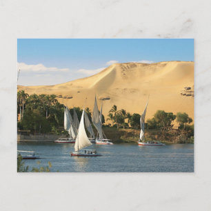 Ägypten, Assuan, Nile River, Felucca Segelboote, 2 Postkarte