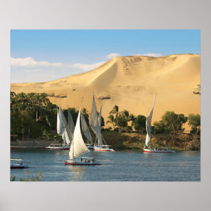 Ägypten, Assuan, Nile River, Felucca Segelboote,  Poster
