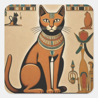 Ägypten Cat Quadratischer Aufkleber