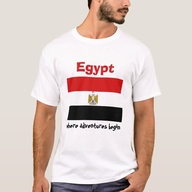 Ägypten-Flagge + Karte + Text-T - Shirt (Vorderseite)
