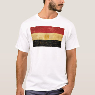 Ägypten-Flagge Vintage-Grunge-Herren-Weiß T-Shirt