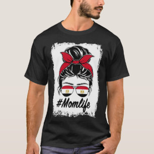 Ägypten Flaggen Ägyptische Mama Messy Bun Mama Lif T-Shirt