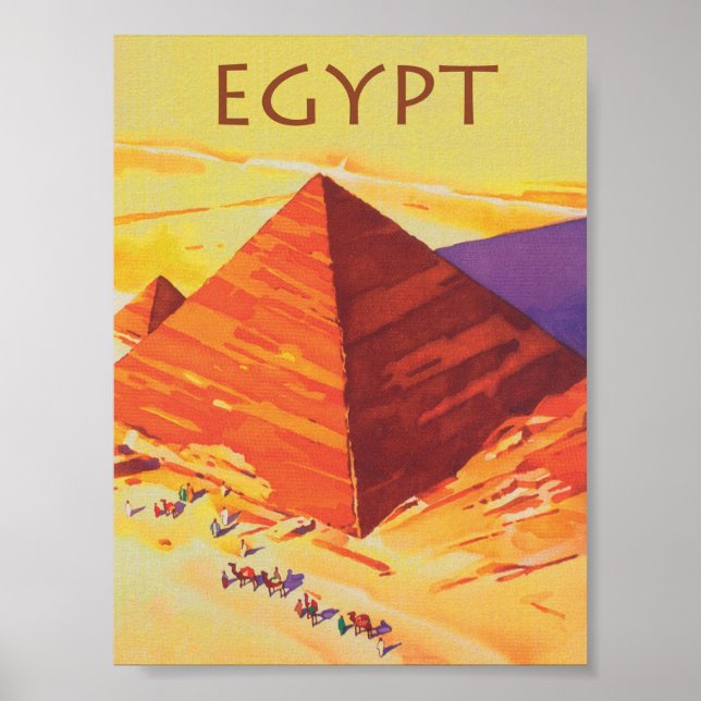 Ägypten, große Pyramiden, Retro Vintage Reiseplaka Poster (Vorne)