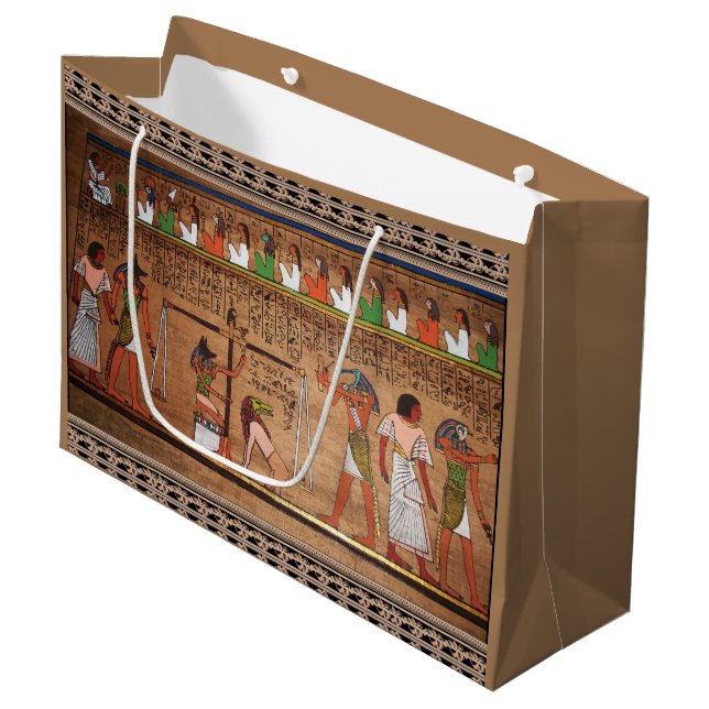 Ägypten-Hieroglyphen-Geschenktasche Große Geschenktüte (Vorderseite Schrägansicht)
