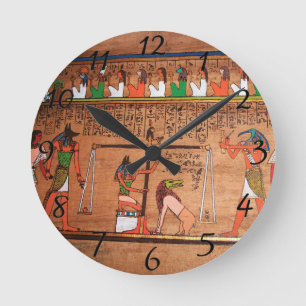 Ägypten-Hieroglyphen-Mauer Runde Wanduhr