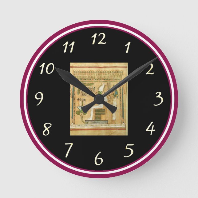 Ägypten-Hieroglyphen-Mauer Runde Wanduhr (Vorderseite)