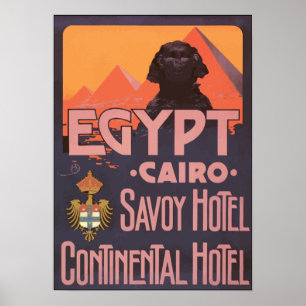 Ägypten Kairo Savoy Hotel Continental Hotel, Vinta Poster