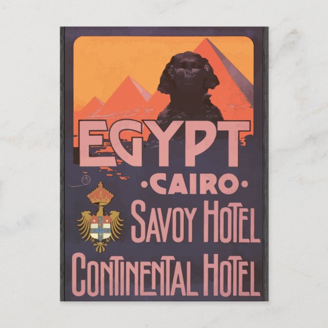 Ägypten Kairo Savoy Hotel Continental Hotel, Vinta Postkarte (Vorderseite)