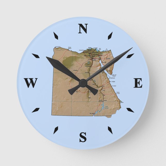 Ägypten Kartenuhr Runde Wanduhr (Vorderseite)