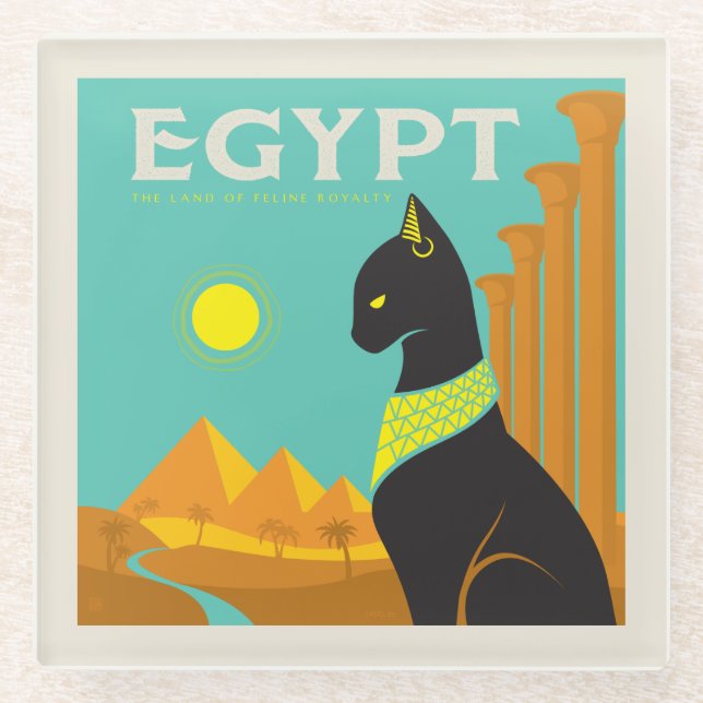 Ägypten | Land der Felinischen Royalität Glasuntersetzer (Vorderseite)