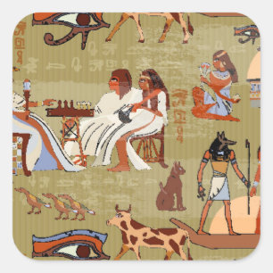 Ägypten   Muster der Symbole Quadratischer Aufkleber