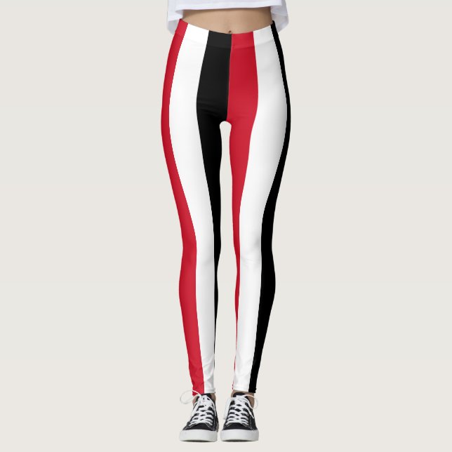 Ägypten Nationale Flaggenfarben Vertikal gestreift Leggings (Vorderseite)