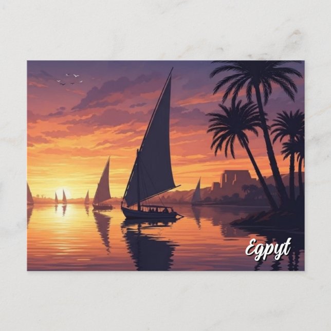 Ägypten Nil Felucca Postkarte (Vorderseite)