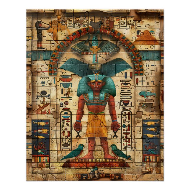 Ägypten Pharaoh Aquamarin Color King Poster (Vorderseite)
