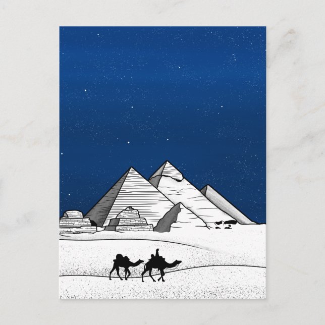 Ägypten - Pyramide Schwarzweiß Postkarte (Vorderseite)