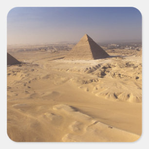 Ägypten, Pyramiden in Gizeh, Ghafre, Khufu, Menkau Quadratischer Aufkleber