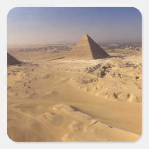 Ägypten, Pyramiden in Gizeh, Ghafre, Khufu, Menkau Quadratischer Aufkleber