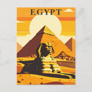 Ägypten Retro-Reise Sphinx und Pyramiden Postkarte