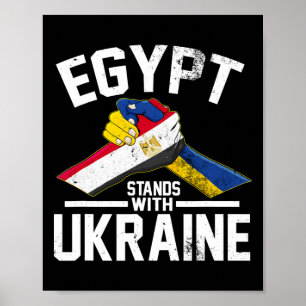 Ägypten steht mit der Ukraine Ukrainische Flagge Poster