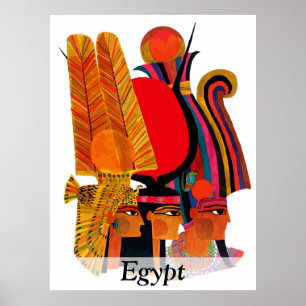 Ägypten, Traditionelle Kunst, Vintage Reise Poster