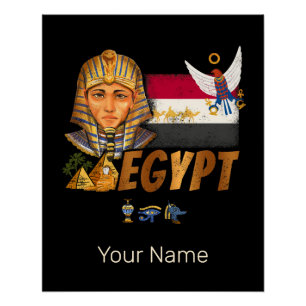 Ägypten Vintage Pharao-Flagge und Pyramiden Souven Poster