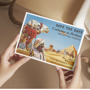 Ägypten Vintage Wedding Travel Poster Style QR Cod Save The Date