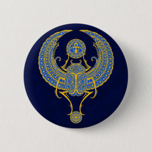 Ägypter Winged Scarabäus, blau Button