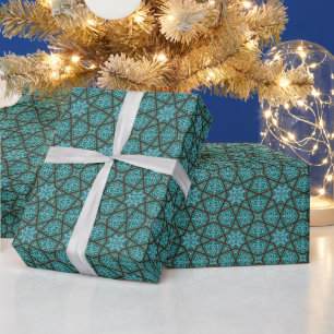 Ägyptisch Arabisch geometrisch in Vintage-Blau und Geschenkpapier