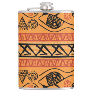 Ägyptisch gestreift, tribal vintage Motiv. Flachmann