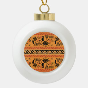Ägyptisch gestreift, tribaler Vintage-Motiv. Keramik Kugel-Ornament