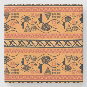 Ägyptisch gestreift, tribaler Vintage-Motiv. Steinuntersetzer