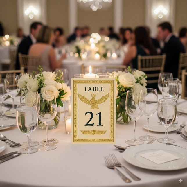 Ägyptisch Winged Sun & Ankh - bearbeitbar Tischnummer (Von Creator hochgeladen)