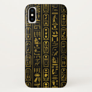 Ägyptische alte Goldhieroglyphen auf Schwarzem Case-Mate iPhone Hülle