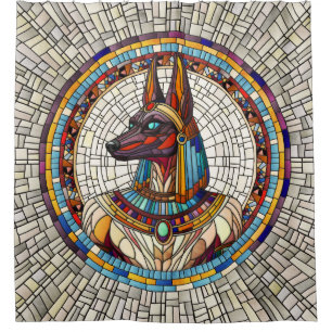 Ägyptische Anubis - Mosaikkunst Duschvorhang