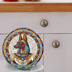 Ägyptische Anubis - Mosaikkunst Keramikknauf