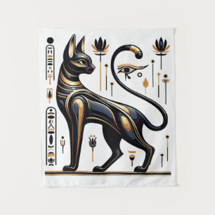 Ägyptische Bastet-Katze - Mystische Goldene Kunst Wandteppich