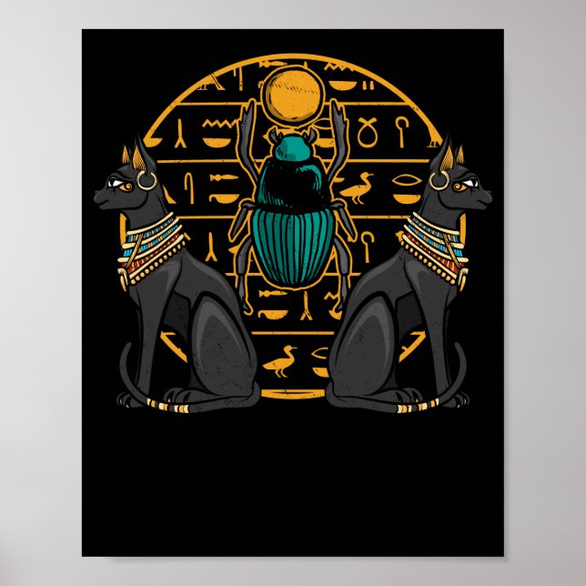 Ägyptische Bastet Katze Scarab Ägyptische Geschich Poster (Vorne)