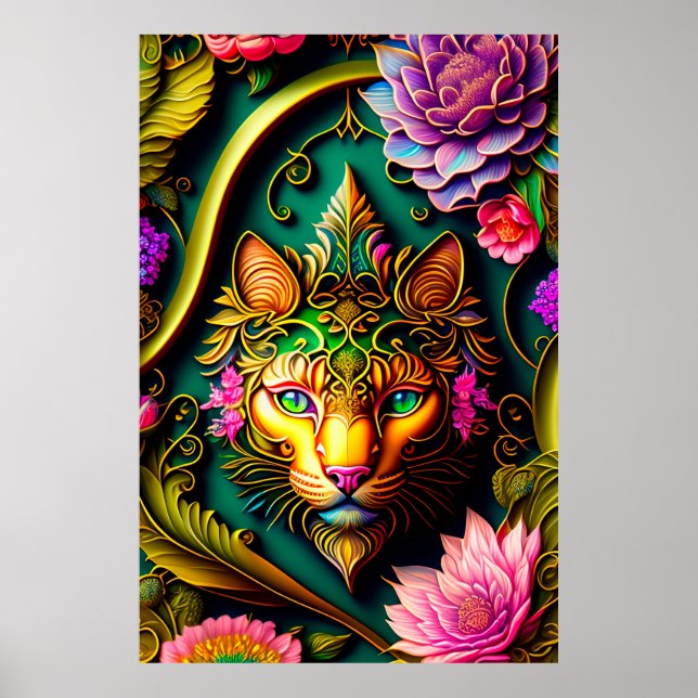 Ägyptische Blumenkatze Poster (Vorne)