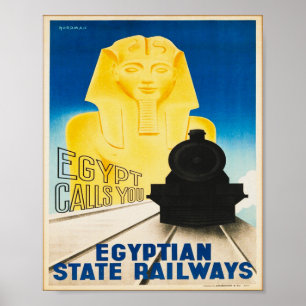 Ägyptische Eisenbahnen Ägypten ruft Sie an Vintage Poster